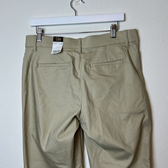 Lee Pants Womens 12 Tan Flex Motion Regular Fit Mid Rise Trouser Classic Career - Picture 7 of 12